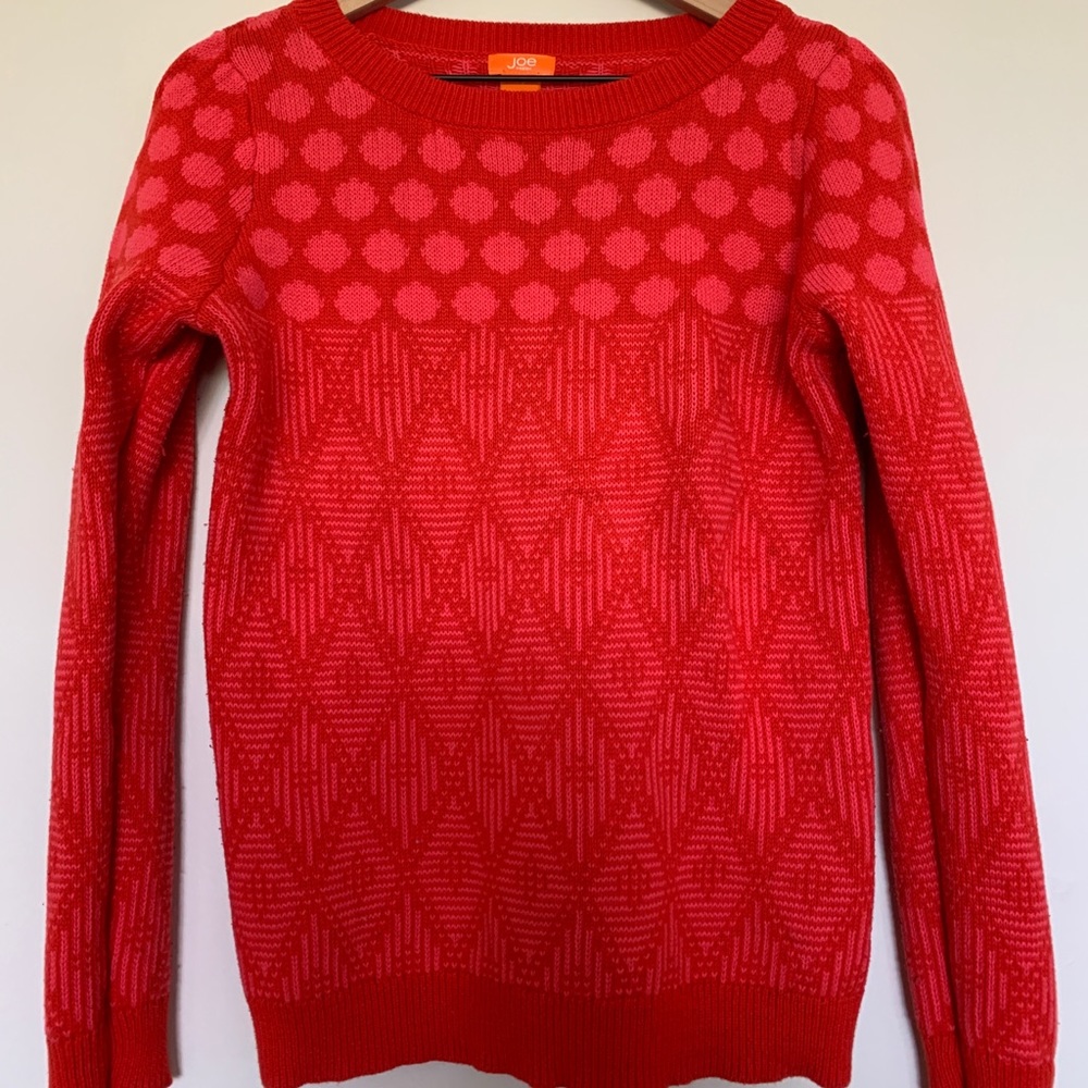 Joe Fresh orange and pink crewneck sweater L